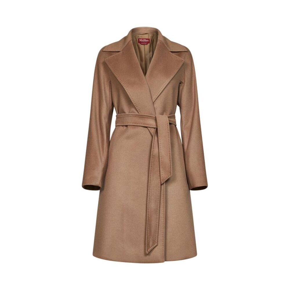 Max Mara Studio Women Camel Mstdravenna Belted Wrap Coat
